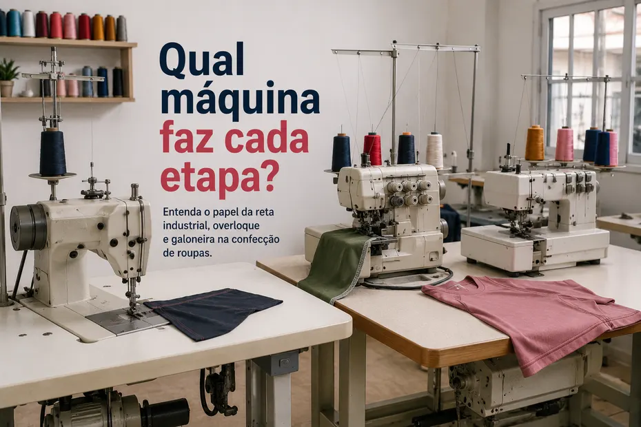 Reta industrial, overloque ou galoneira: qual máquina faz cada etapa da roupa?