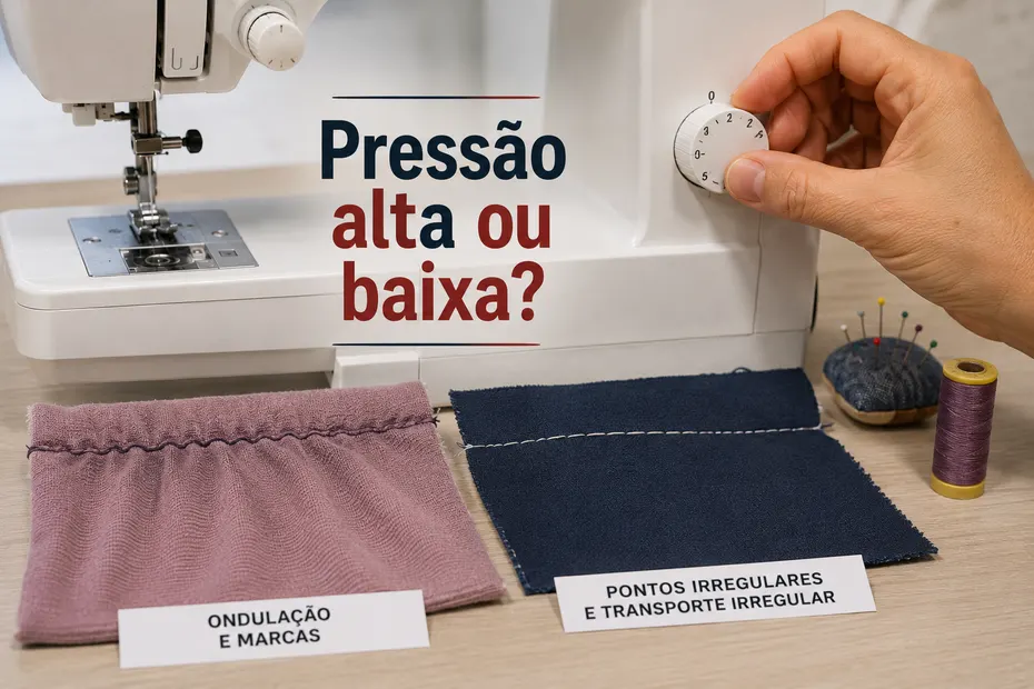 Pressão do calcador: como identificar excesso ou falta pelo comportamento do tecido