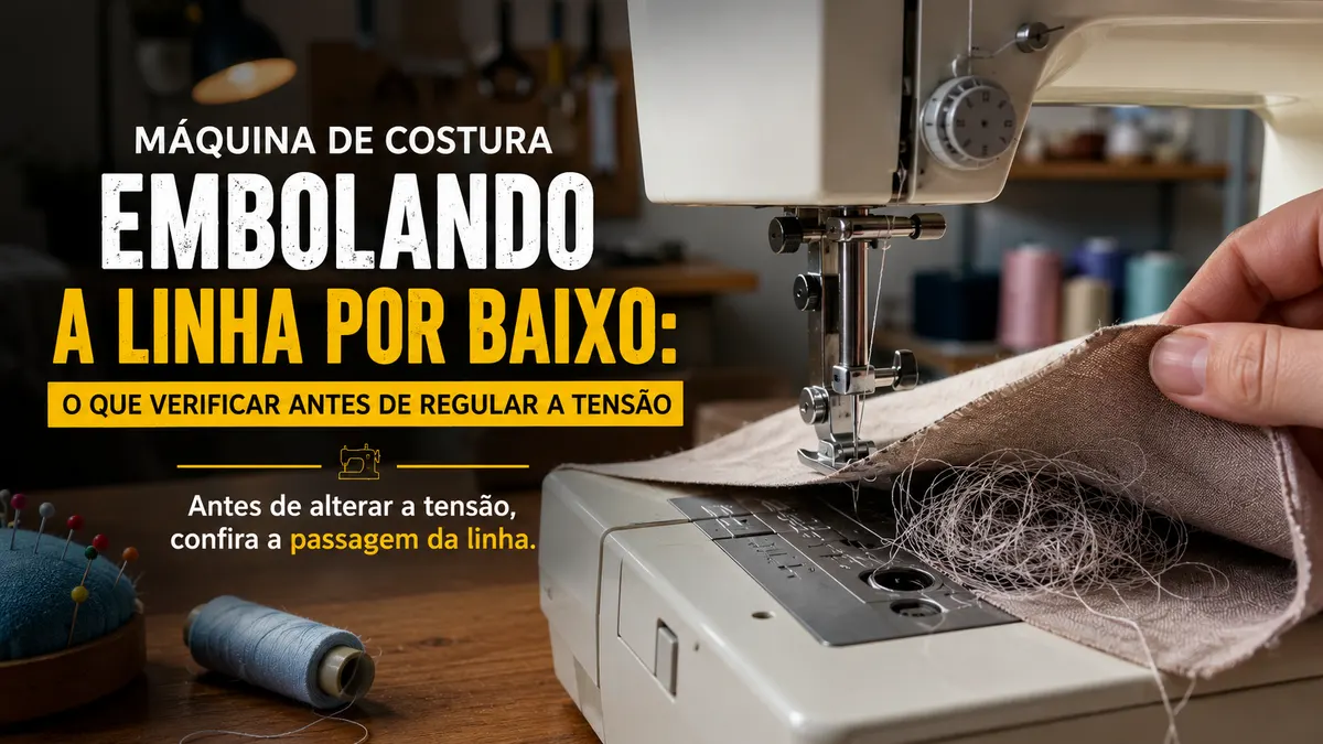 Máquina de costura embolando a linha por baixo: o que verificar antes de regular a tensão