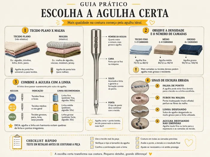Ilustração de calcador nivelado ao atravessar uma emenda grossa de jeans